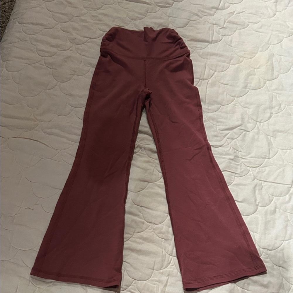 High-Waisted Flare Pants in Burgundy